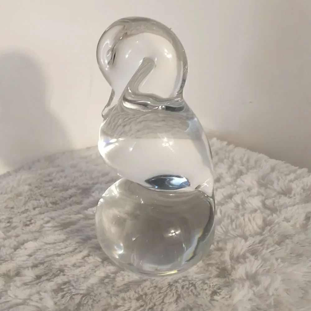Art Glass Sleeping Swan Paperweight